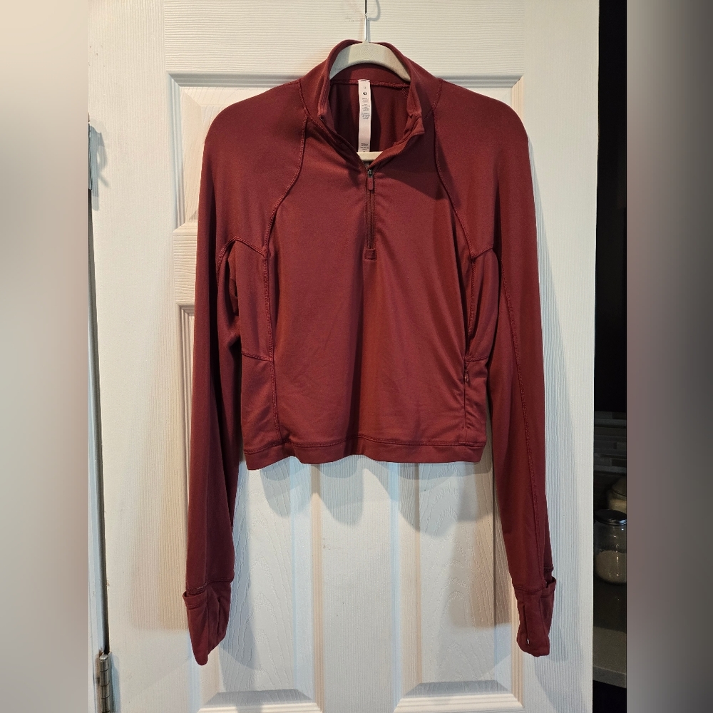 Women's Lululemon Athletica, Rust, Half Zip Cropped, Sz 12